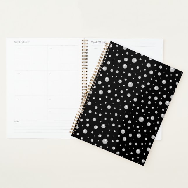 Agenda Patrón de perla en fondo negro (Demostración)