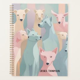 Agenda Patrón de perro Colores Pastel Ilustracion Minimal