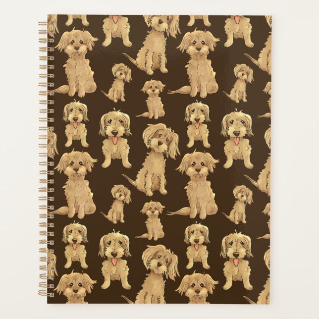 Agenda Patrón de perro Marrón labradoodle goldendoodle (Anverso)
