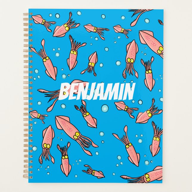 Agenda Patrón de personalizado de calamar rosa gracioso (Anverso)