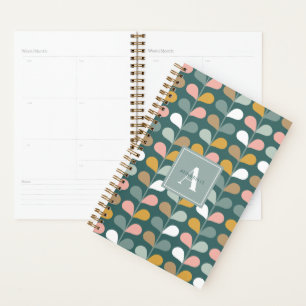 Agenda Patrón de Pétalos Florales con Inicial de Monogram