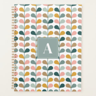 Agenda Patrón de Pétalos Florales con Inicial de Monogram
