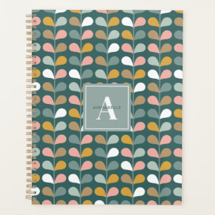 Agenda Patrón de Pétalos Florales con Inicial de Monogram
