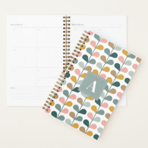 Agenda Patrón de Pétalos Florales con Inicial de Monogram