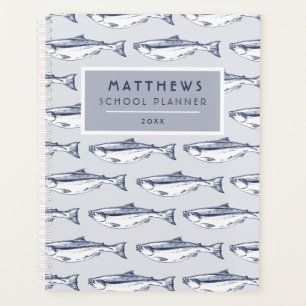 Agenda Patrón de pez genial personalizado para la escuela