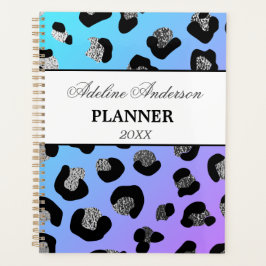 Agenda Patrón de piel animal de leopardo azul negro