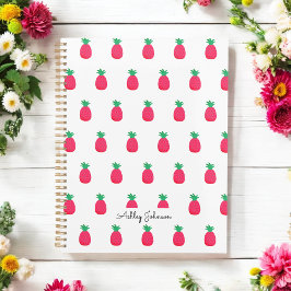 Agenda Patrón de piña blanca rosa