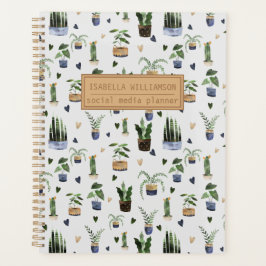 Agenda Patrón de planta en maceta boho personalizado