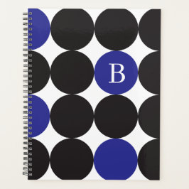 Agenda Patrón de punto azul negro negrita monogramado
