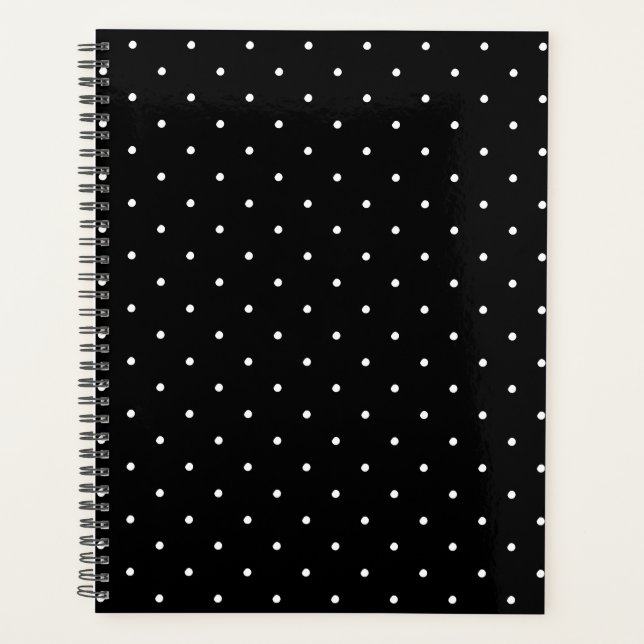 Agenda Patrón de puntos de polka blanco negro lindo elega (Anverso)