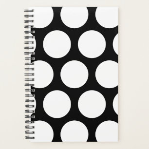 Agenda Patrón de puntos de Polka grandes: Blanco y negro
