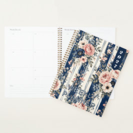 Agenda Patrón de raya floral de agua marina de guión pers