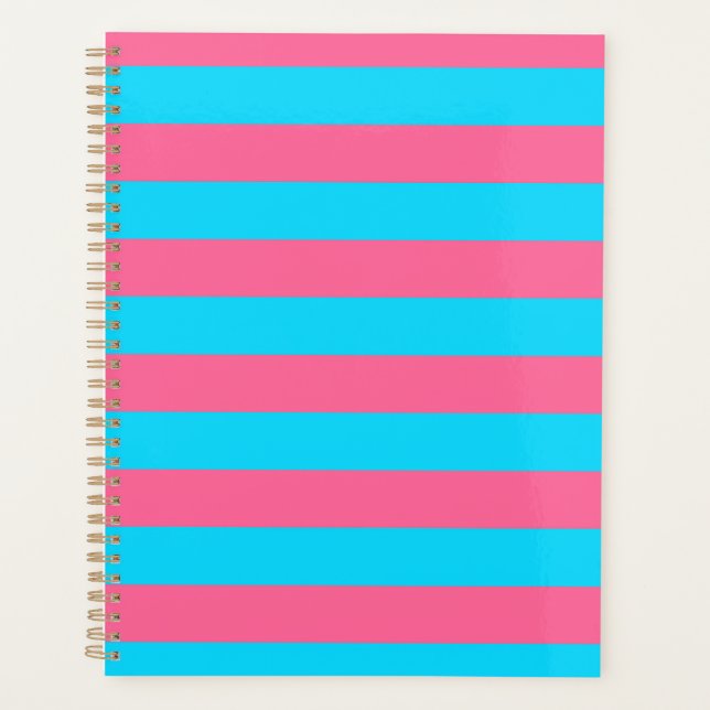 Agenda Patrón de rayas azules rosadas  (Anverso)