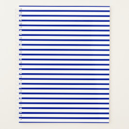 Agenda patrón de rayas blancas azul cobalto moderno minim