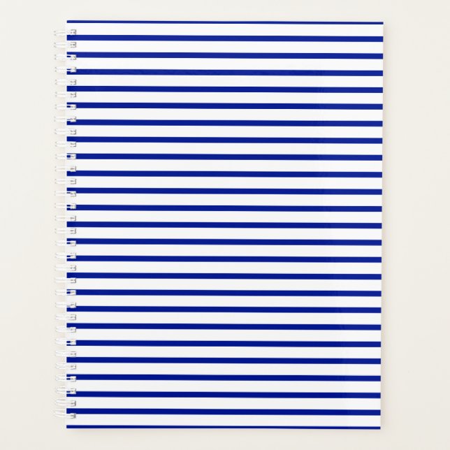 Agenda patrón de rayas blancas azul cobalto moderno minim (Anverso)