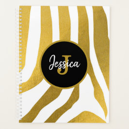 Agenda Patrón de rayas de impresión Faux Gold Zebra
