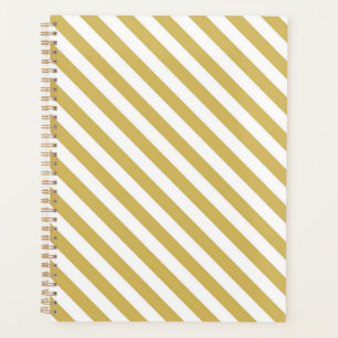 Agenda Patrón de rayas diagonales doradas y blancas