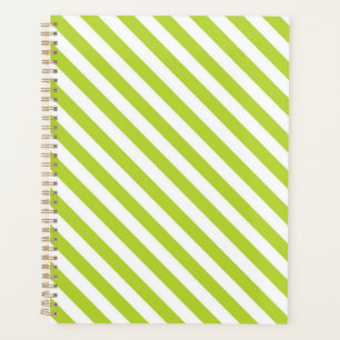 Agenda Patrón de rayas diagonales verde lima y blanco