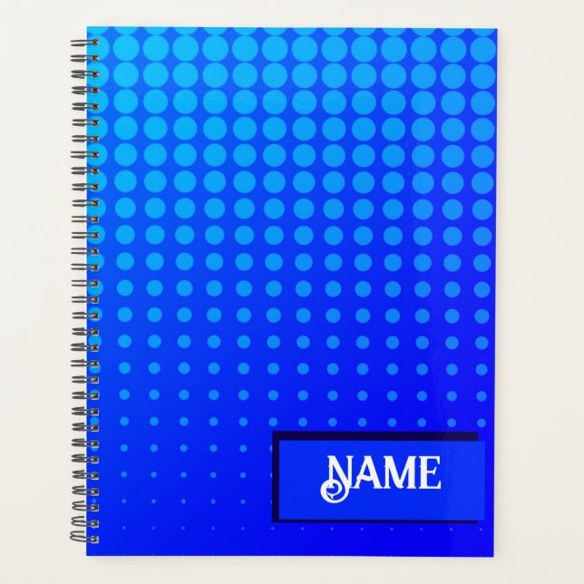 Agenda patrón de rayas punteadas azul y morado (Anverso)