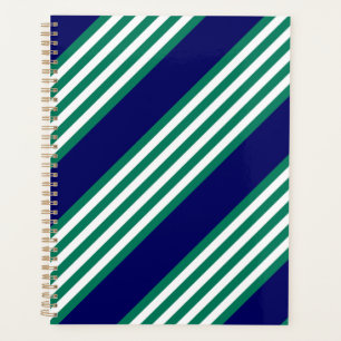 Agenda Patrón de rayas verdes y blancas con azul marino