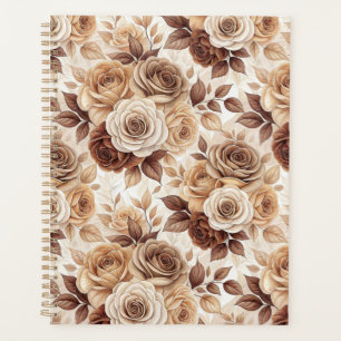 Agenda Patrón de Rosa floral de tonos de café