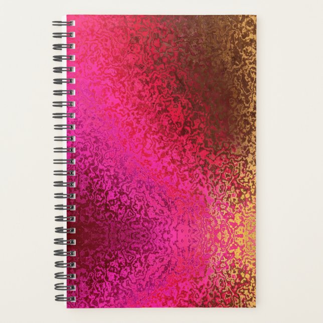Agenda Patrón de rosa, rojo y dorado (Anverso)