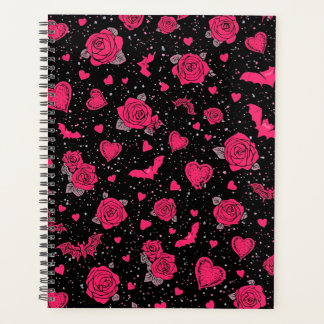 Agenda Patrón de rosas góticas y murciélagos | Romance os