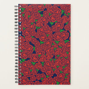 Agenda Patrón de rosas rojas vintage de las flores de San