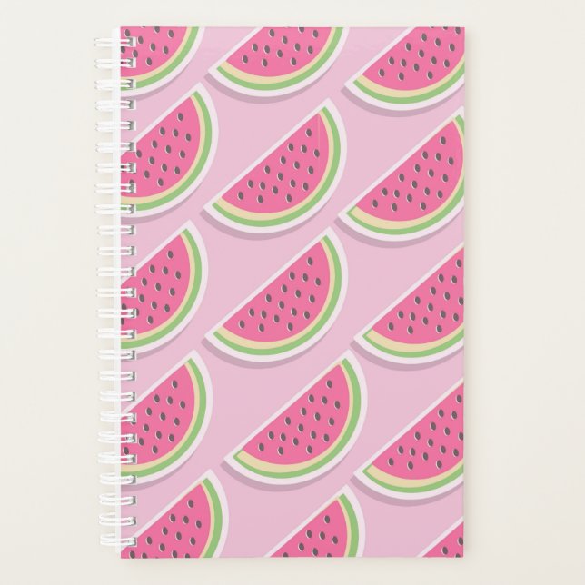 Agenda Patrón de sandía rosa lindo (Anverso)