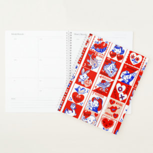 Agenda Patrón de sello vintage de San Valentín de los año