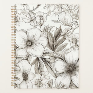 Agenda Patrón de Sepia Floral Vintage (11)