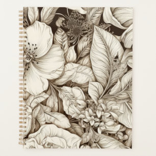 Agenda Patrón de Sepia Floral Vintage (9)