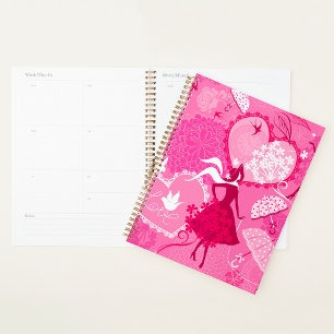 Agenda Patrón de silueta de amor romántico Corazón rosa