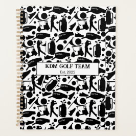 Agenda Patrón de silueta de golf clásico blanco y negro