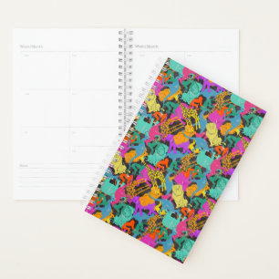 Agenda Patrón de siluetas de animales retro