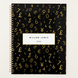 Agenda Patrón de símbolos de moneda de números de lujo de