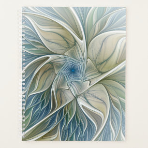 Agenda Patrón de sueño floral abstracto azul caqui fracta