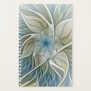 Agenda Patrón de sueño floral abstracto azul caqui fracta