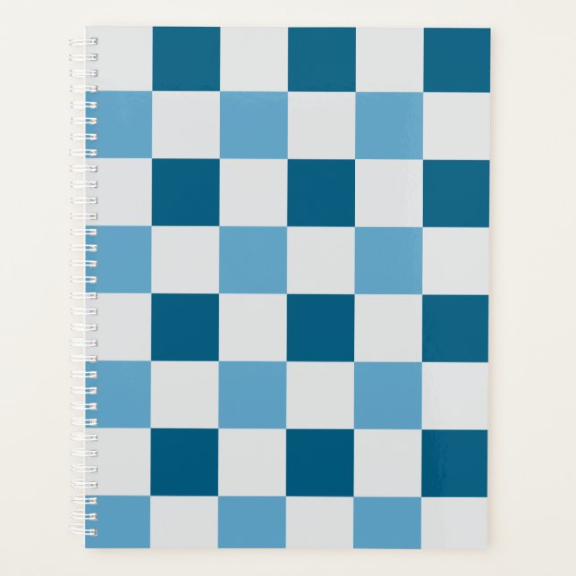 Agenda Patrón De Tablero Blanco Y Azul (Anverso)