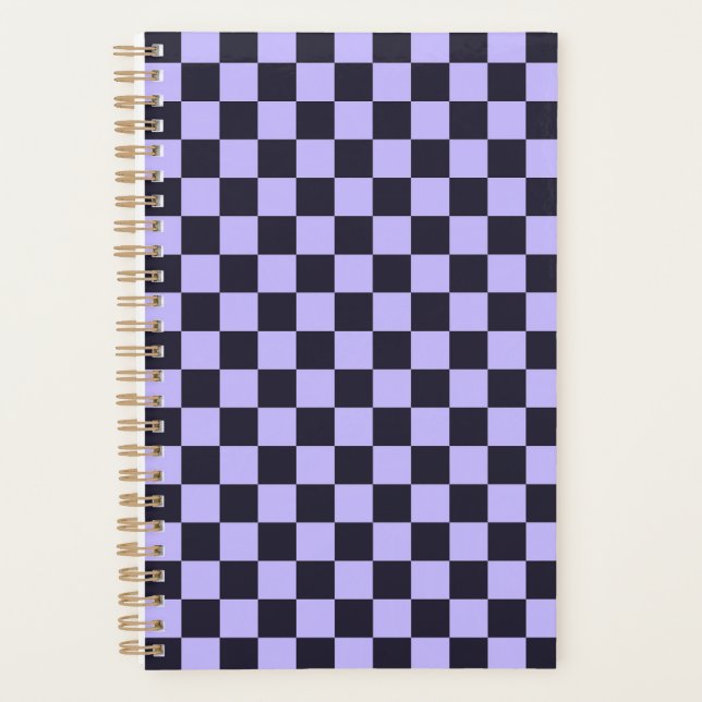 Agenda patrón de tablero de ajedrez de lila francés (Anverso)