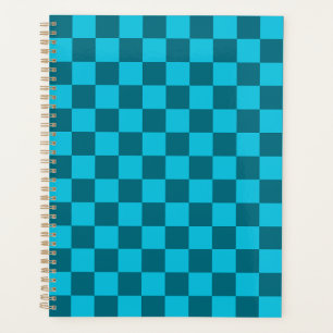 Agenda Patrón de tablero de ajedrez de turquesa y azul en