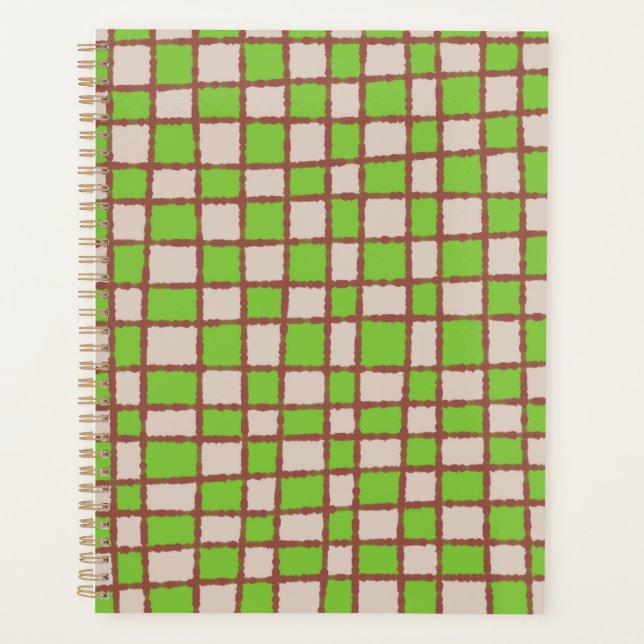 Agenda Patrón de tablero de ajedrez verde rubio (Anverso)