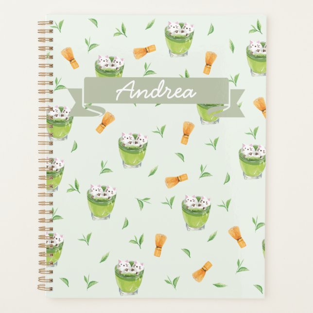 Agenda Patrón de té verde de espuma de gato Matcha (Anverso)