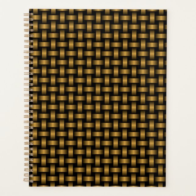 Agenda Patrón de Tejido Negro Naranja (Anverso)