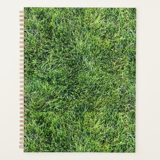 Agenda Patrón de textura de hierba verde divertido foto r (Anverso)