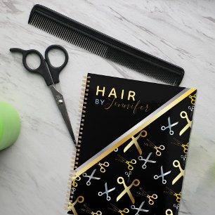 Agenda Patrón de tijeras de oro y plata brillante Hairsty