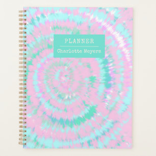 Agenda Patrón de tinte de tinta de pato rosa menta perso
