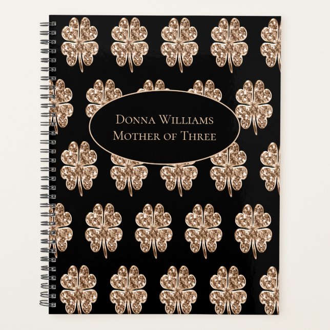 Agenda Patrón de trajes de cuatro hojas de oro negro y do (Anverso)