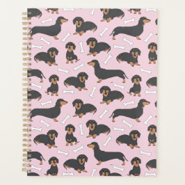 Agenda patrón de variedad dachshund en rosa