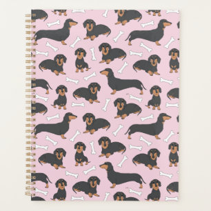 Agenda patrón de variedad dachshund en rosa